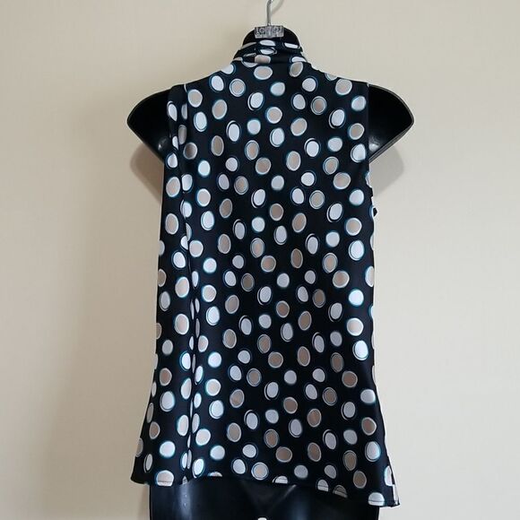 Nine West Black Polka Dot Sleeveless Top Sz S - Picture 5 of 9